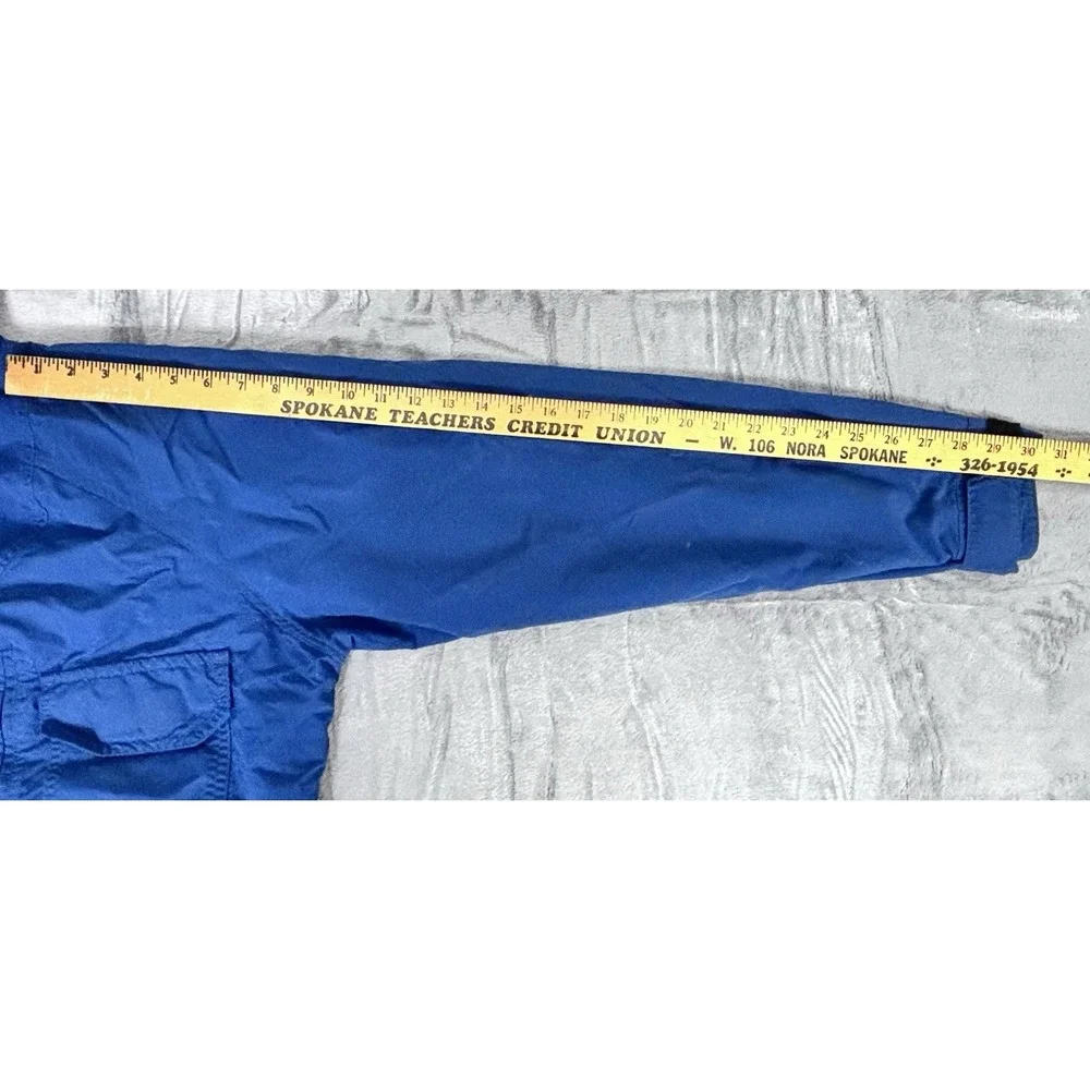 Vintage REI Mens Hooded Nylon Jacket Blue Full‎ Zip Snap Front Outdoor Coat L